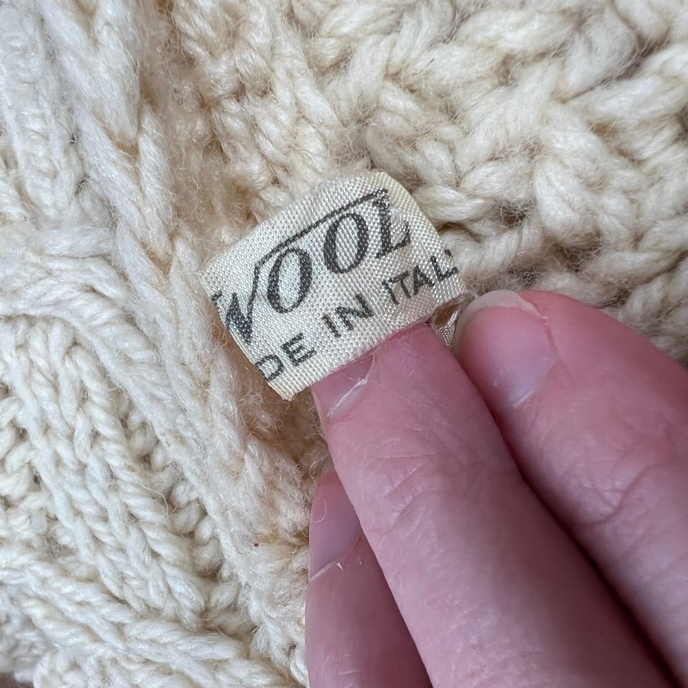 Vintage Hand Knit Oversized Cable Knit Aran Fisherman Cardigan Sweater Grandpa - Picture 8 of 13